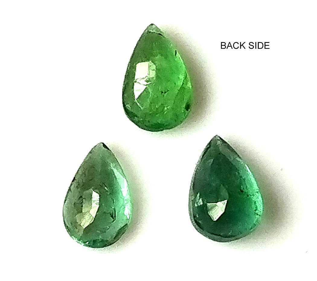 2.10 Carat 3 Pieces 5X8 MM Pear Cut Natural Faceted Zambian Emerald Lot