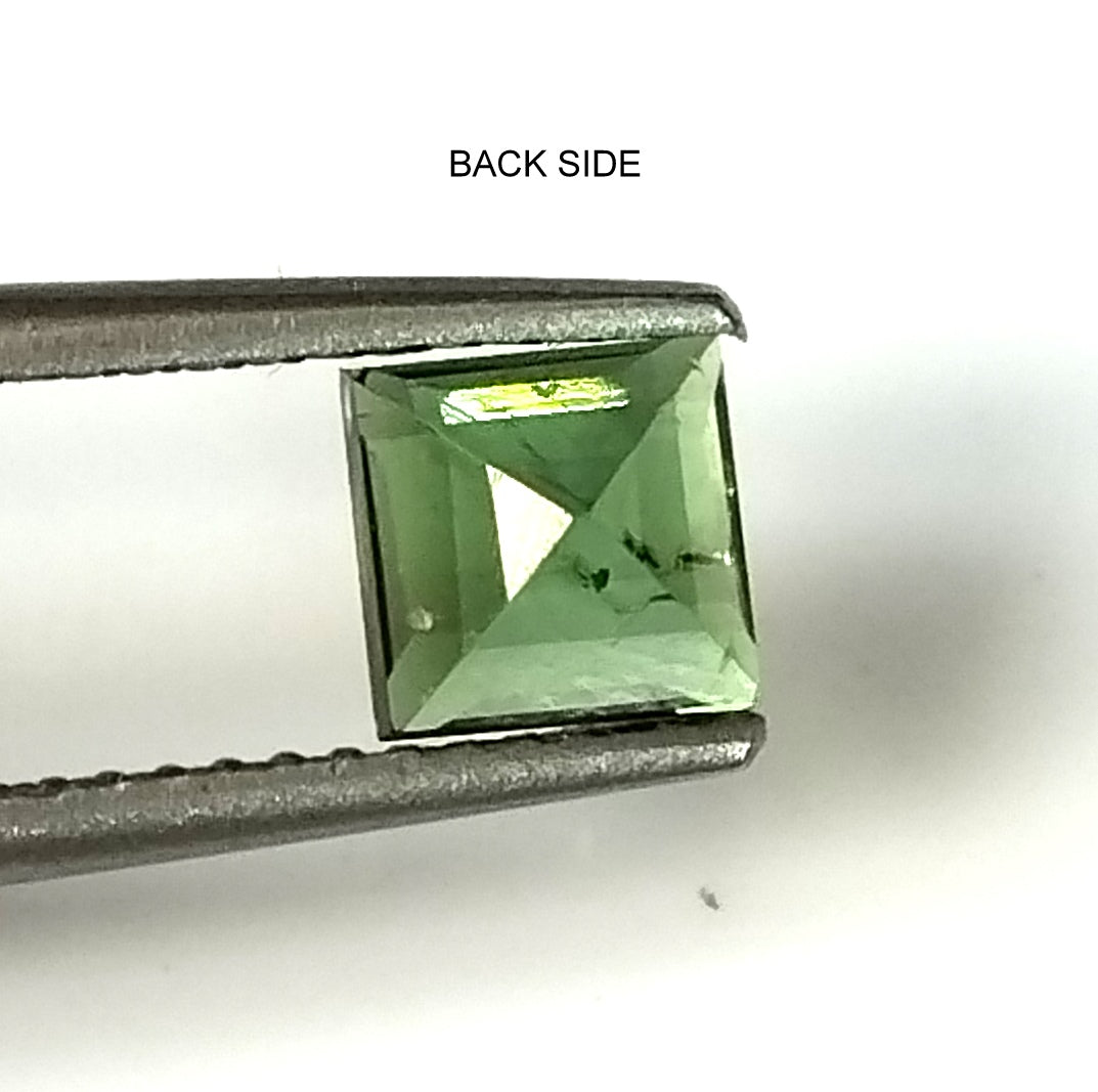 0.85 Carat 5X5X4 (WXLXD) Natural Square Cut Green Colour Tourmaline Gemstone