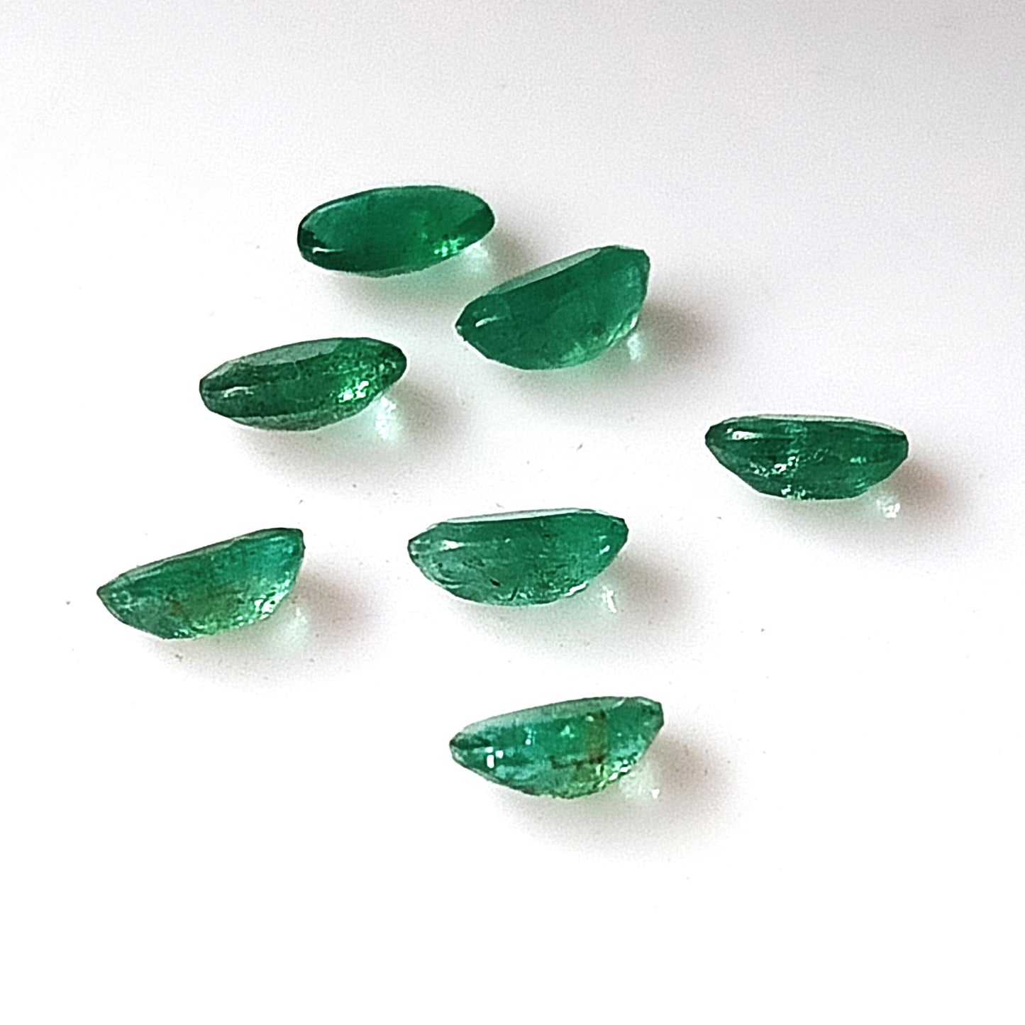 1.40 Carat 7 Pieces 3X5 MM Oval Cut Natural Faceted Zambian Emerald Lot