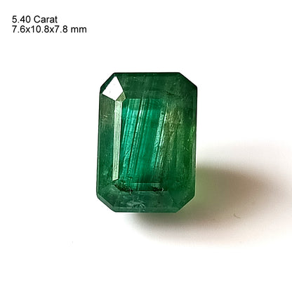 5.45 Carat 7.6X10.8X7.8 (WXLXD) Natural Zambian Emerald Cut Emerald