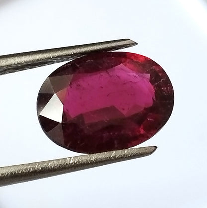 3.10 Carat 8.7X11.6X4.3 (WXLXD) Natural Oval Cut Pink Rubellite Tourmaline Gemstone