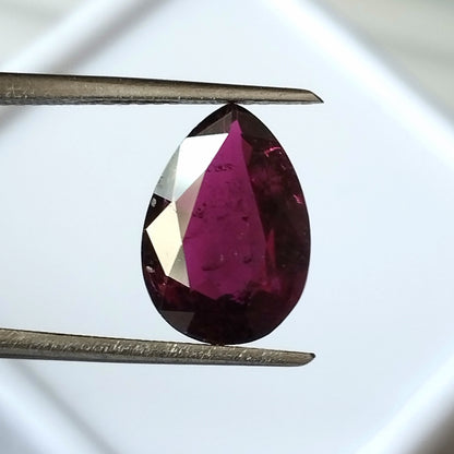3.0 Carat 8.6X12.2X4.5 (WXLXD) Natural Pear Cut Pink Tourmaline Gemstone