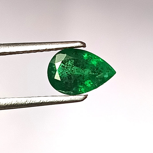 0.60 Carat 5.2X7.7X3.3 MM (WXLXD) Natural Zambian Pear Cut Emerald Loose Gemstone