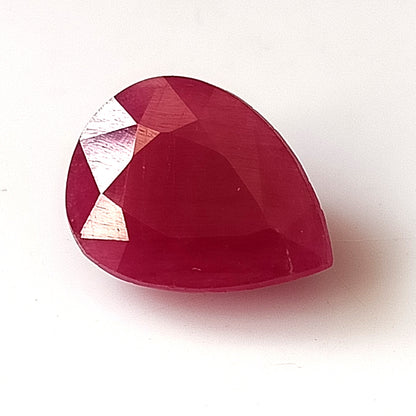 5.55 Carat 9.7X12.8X5 (WXLXD) Natural Pear Cut Mozambique Ruby