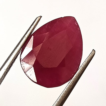 6.20 Carat 10X13X4.9 (WXLXD) Natural Pear Cut Mozambique Ruby