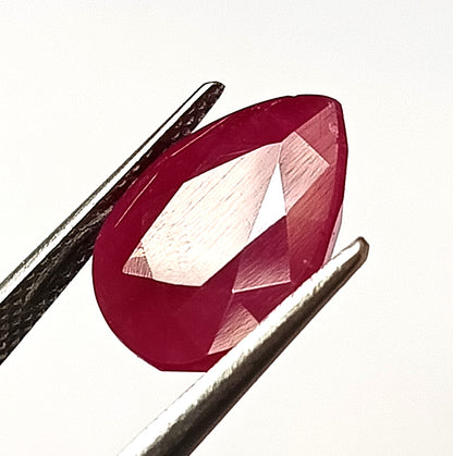 6.20 Carat 10X13X4.9 (WXLXD) Natural Pear Cut Mozambique Ruby