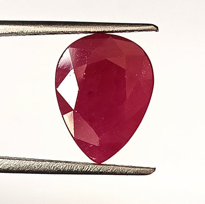 4.64 Carat 9.6X12.5X4.3 (WXLXD) Natural Pear Cut Mozambique Ruby