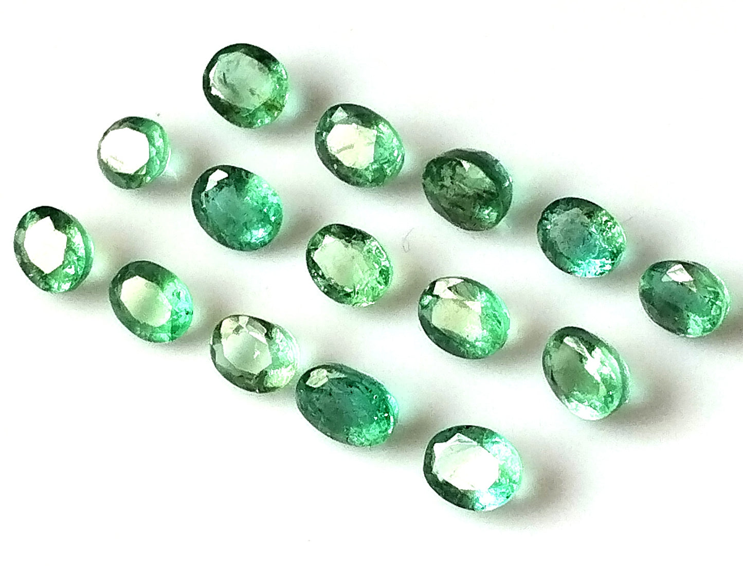 6.0 Carat 15 Pieces 4X5 MM Oval Cut Natural Faceted Zambian Emerald Lot