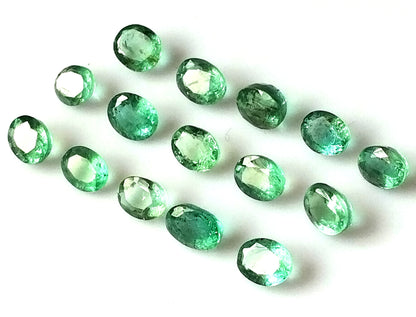 6.0 Carat 15 Pieces 4X5 MM Oval Cut Natural Faceted Zambian Emerald Lot