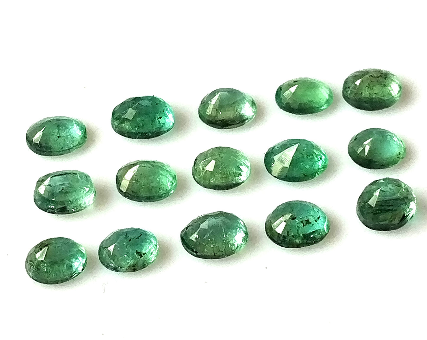 6.0 Carat 15 Pieces 4X5 MM Oval Cut Natural Faceted Zambian Emerald Lot
