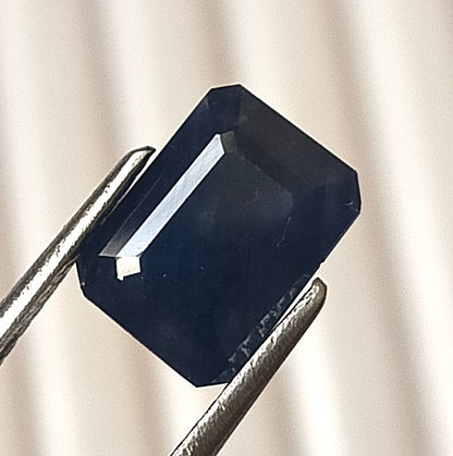 3.65 Carat 6.7X9X5 (WXLXB) Emerald Cut Natural Unheated Blue Sapphire