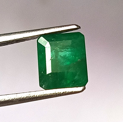 1.65 Carat 6X7X5.5 (WXLXD) Natural Emerald Cut Zambian Emerald