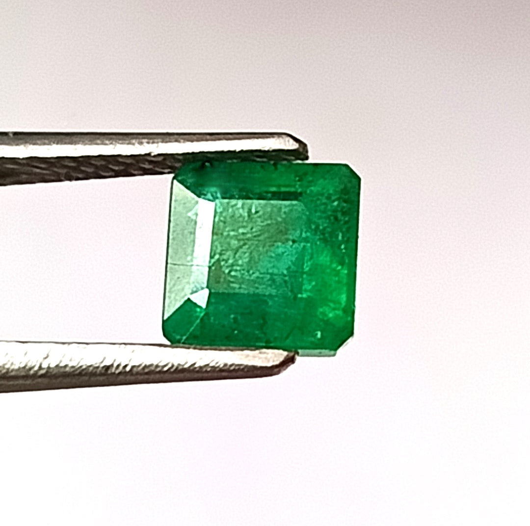 0.90 Carat 5.4X5.4X3.9 (WXLXD) Natural Cushion Cut Zambian Emerald