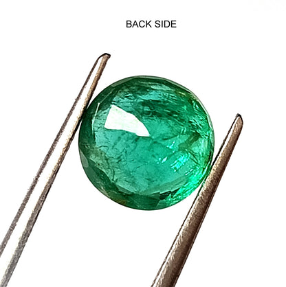 3.15 Carat 9.5X9.5X6 (WXLXD) Natural Round Cut Zambian Emerald