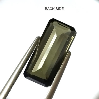 3.0 Carat 5.7X2.3X4.5 (WXLXD) Natural Emerald Cut Green Colour Tourmaline Gemstone