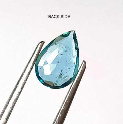 0.95 Carat 6X9X2.6 (WXLXD) Natural Pear Shaped Blueish-green Zambian Emerald