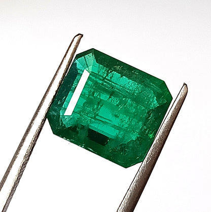 3.30 Carat 9.2X10.3X4.2 (WXLXD) Natural Emerald Cut Zambian Emerald