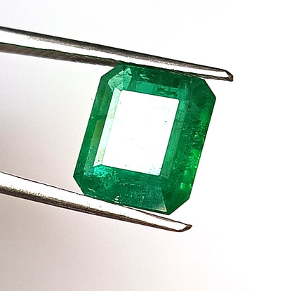 3.30 Carat 9.2X10.3X4.2 (WXLXD) Natural Emerald Cut Zambian Emerald