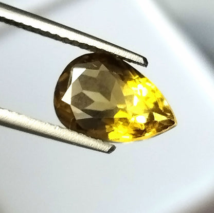 2.15 Carat 7X10.5X4.5 (WXLXD) Natural Pear Cut Honey/Petrol Colour Tourmaline Gemstone