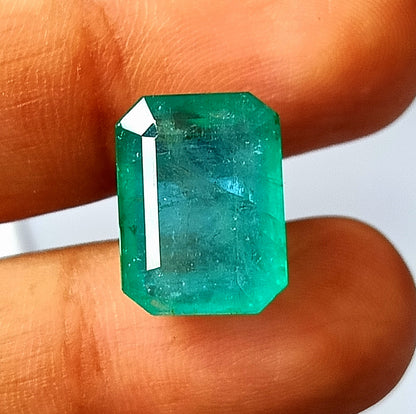 12.80 Carat 11.4X15.3X8.5 (WXLXD) Natural Zambian Emerald Cut Emerald