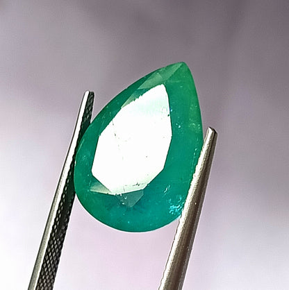 13.30 Carat 13.7X18X8.5 (WXLXD) Natural Zambian Pear Shaped Emerald