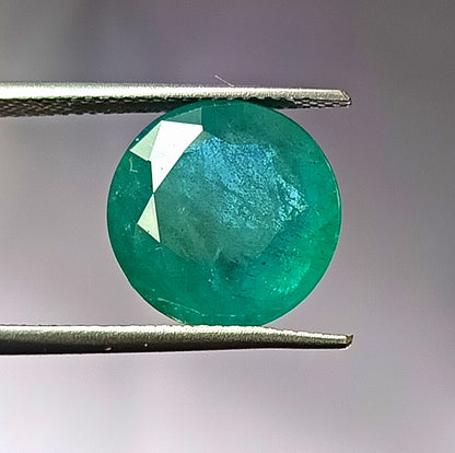 8.30 Carat 12.7X12.7X8 (WXLXD) Natural Zambian Round Cut Emerald