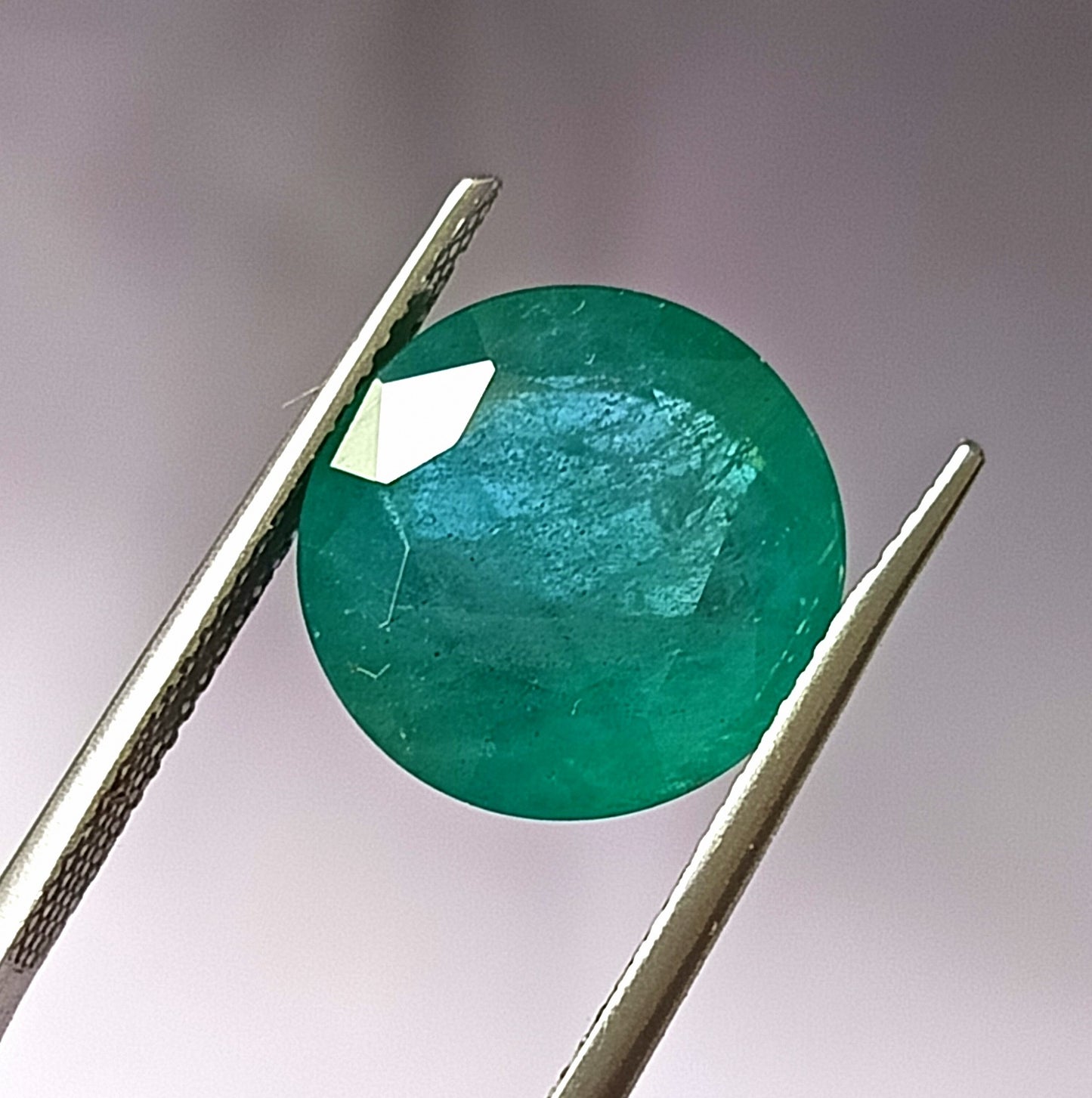 8.30 Carat 12.7X12.7X8 (WXLXD) Natural Zambian Round Cut Emerald