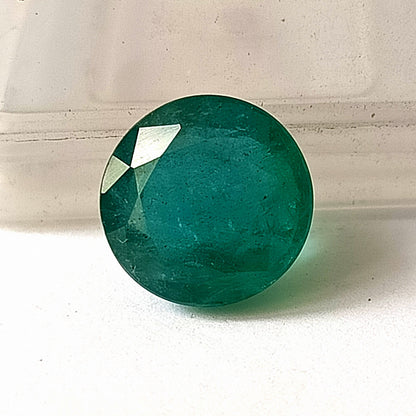 8.30 Carat 12.7X12.7X8 (WXLXD) Natural Zambian Round Cut Emerald