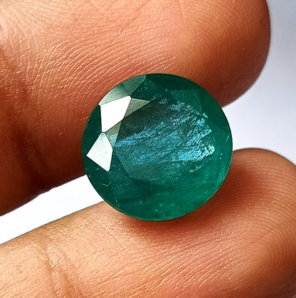 8.30 Carat 12.7X12.7X8 (WXLXD) Natural Zambian Round Cut Emerald