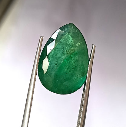 12 Carat 12.7X18X8 (WXLXD) Natural Zambian Pear Shaped Emerald