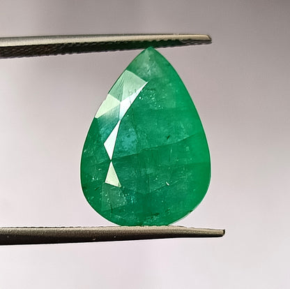 11.05 Carat 13X19X6.6 (WXLXD) Natural Zambian Pear Shaped Emerald