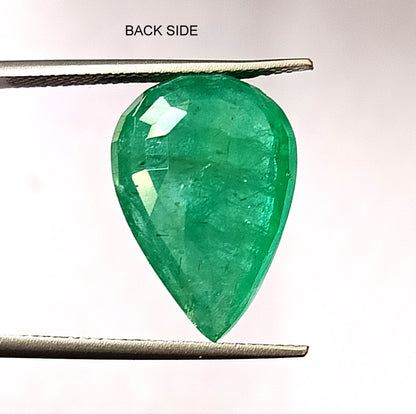 11.05 Carat 13X19X6.6 (WXLXD) Natural Zambian Pear Shaped Emerald