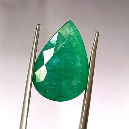 11.05 Carat 13X19X6.6 (WXLXD) Natural Zambian Pear Shaped Emerald