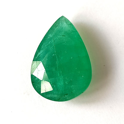 11.05 Carat 13X19X6.6 (WXLXD) Natural Zambian Pear Shaped Emerald