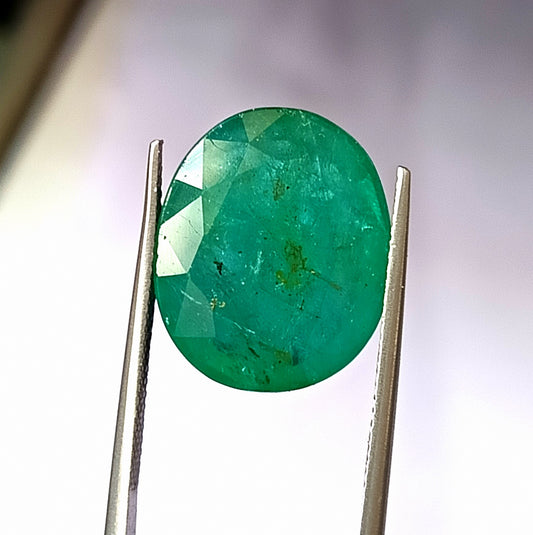 14.10 Carat 14.7X17.7X7.5 (WXLXD) Natural Zambian Oval Shaped Emerald