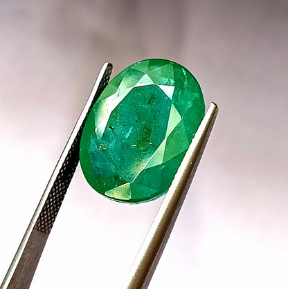 14.10 Carat 14.7X17.7X7.5 (WXLXD) Natural Zambian Oval Shaped Emerald