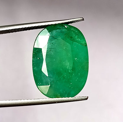 11.45 Carat 13.5X18.3X6.5 (WXLXD) Natural Zambian Oval Shaped Emerald