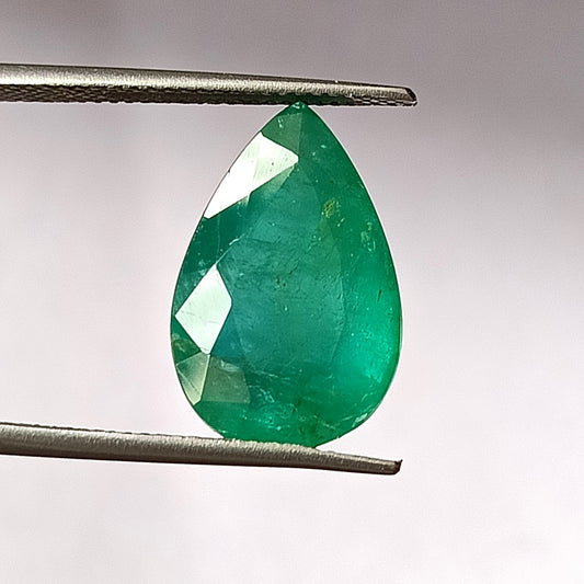 8.25 Carat 11.2X17.3X7.3 (WXLXD) Natural Zambian Pear Shaped Emerald