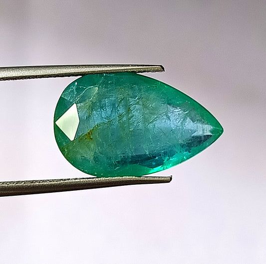 10.0 Carat 12X19.4X6.5 (WXLXD) Natural Zambian Pear Shaped Emerald