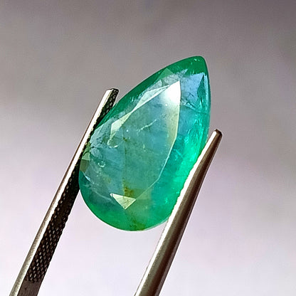 10.0 Carat 12X19.4X6.5 (WXLXD) Natural Zambian Pear Shaped Emerald