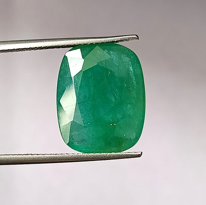 5.0 Carat 10X11.3X6.7 (WXLXD) Natural Zambian Elongated Cushion Cut Emerald