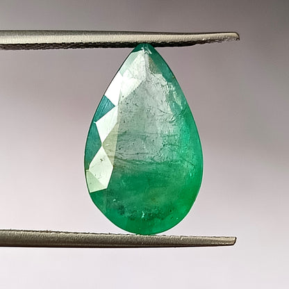6.90 Carat 10.6X17.5X5.5 (WXLXD) Natural Zambian Pear Shaped Emerald