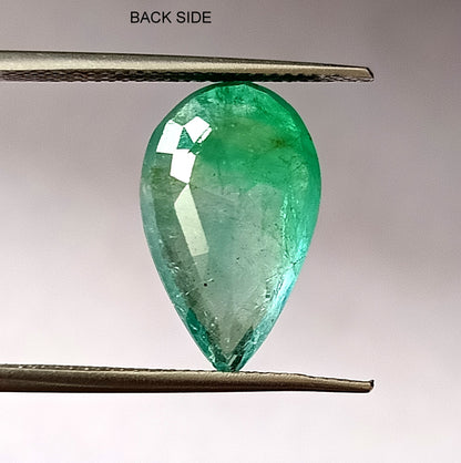 6.90 Carat 10.6X17.5X5.5 (WXLXD) Natural Zambian Pear Shaped Emerald