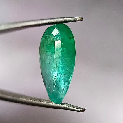 6.90 Carat 10.6X17.5X5.5 (WXLXD) Natural Zambian Pear Shaped Emerald