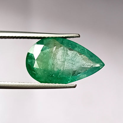 6.90 Carat 10.6X17.5X5.5 (WXLXD) Natural Zambian Pear Shaped Emerald