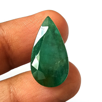13.45 Carat 13.3X25X6.3 (WXLXD) Natural Zambian Pear Shaped Emerald