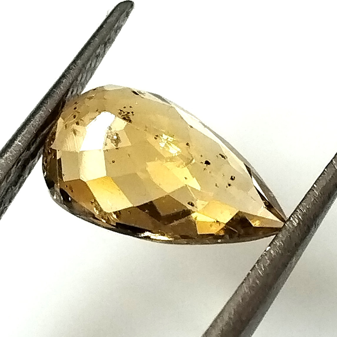 2.0 Carat 6.8X11.2X4.2 (WXLXD) Natural Pear Cut Yellow Colour Tourmaline Gemstone