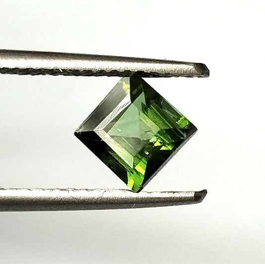 0.85 Carat 5X5X4 (WXLXD) Natural Square Cut Green Colour Tourmaline Gemstone
