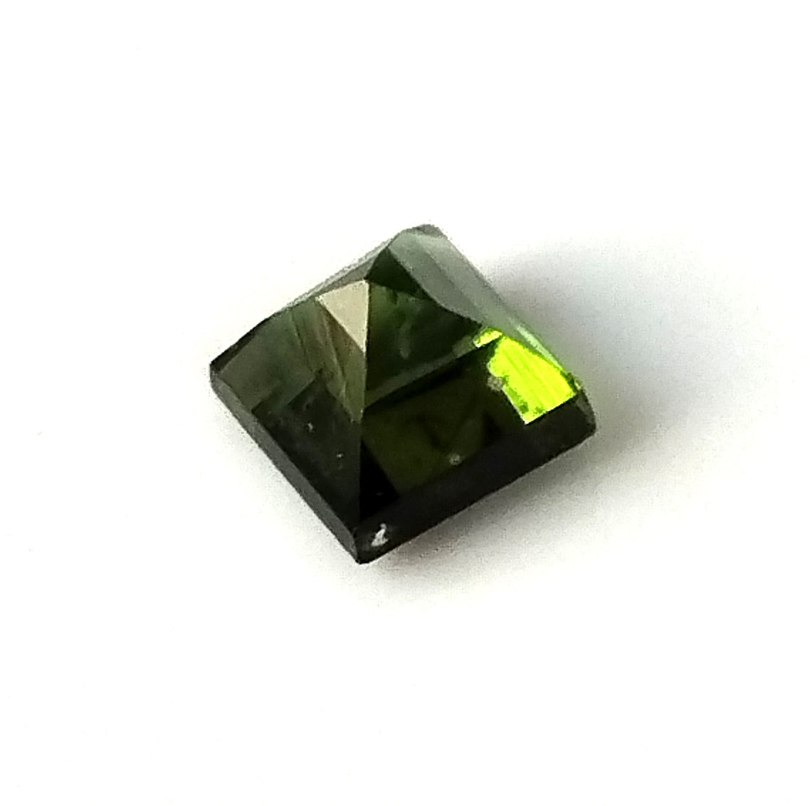 0.85 Carat 5X5X4 (WXLXD) Natural Square Cut Green Colour Tourmaline Gemstone