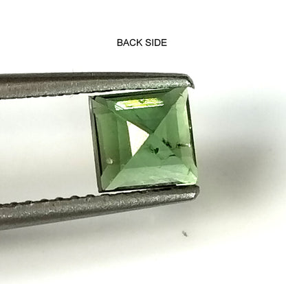 0.85 Carat 5X5X4 (WXLXD) Natural Square Cut Green Colour Tourmaline Gemstone